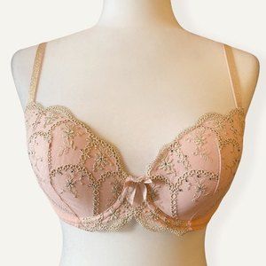 Victoria’s Secret Lined Demi Lace Embroidered Bra 32DD